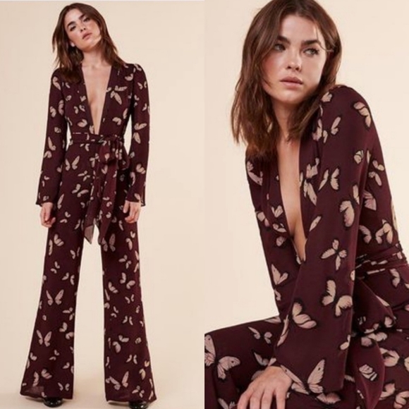 Reformation Pants - Rare Reformation Diane Jumpsuit in Butterfly print size 0